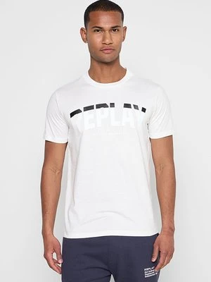 Zdjęcie produktu T-shirt z nadrukiem Replay mleczny