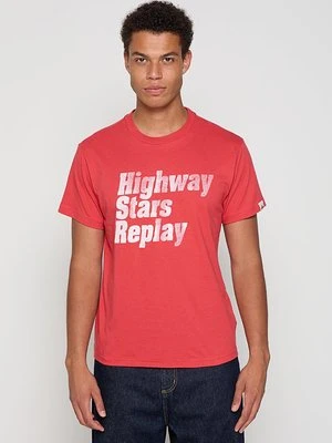 T-shirt z nadrukiem Replay czerwony