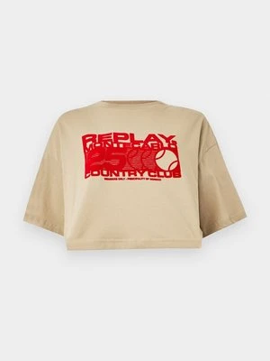 T-shirt z nadrukiem Replay khaki