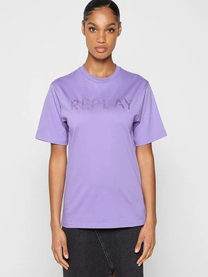 Zdjęcie produktu T-shirt z nadrukiem Replay fioletowy