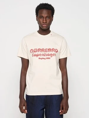 Zdjęcie produktu T-shirt z nadrukiem Replay mleczny