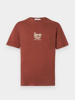 Zdjęcie produktu T-shirt z nadrukiem Replay ciemnobrązowy