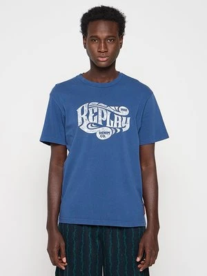 Zdjęcie produktu T-shirt z nadrukiem Replay granatowy