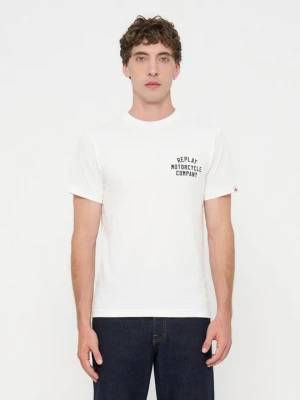 T-shirt z nadrukiem Replay biały