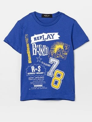 T-shirt z nadrukiem Replay błękit królewski