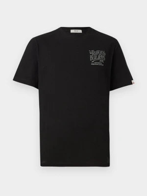 T-shirt z nadrukiem Replay czarny