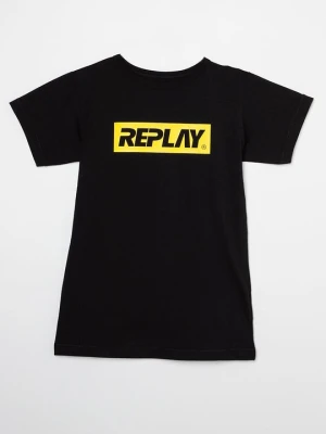T-shirt z nadrukiem Replay czarny