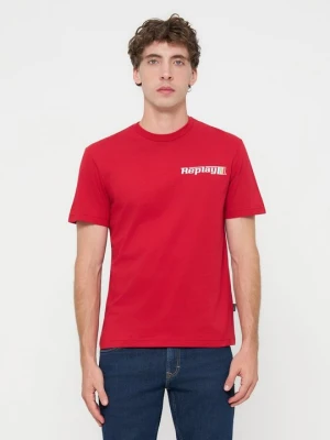T-shirt z nadrukiem Replay czerwony