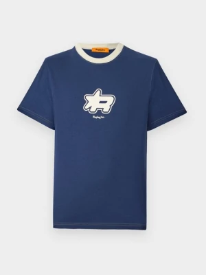 T-shirt z nadrukiem Replay niebieski