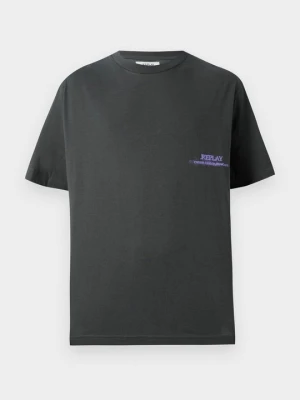 T-shirt z nadrukiem Replay szary