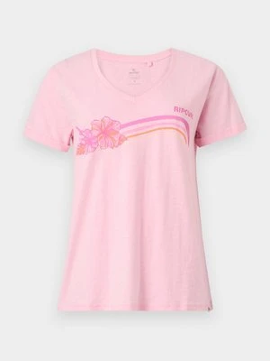 T-shirt z nadrukiem Rip Curl jasnoróżowy