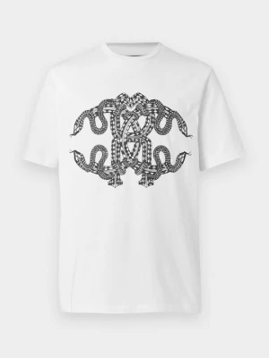 T-shirt z nadrukiem Roberto Cavalli biały