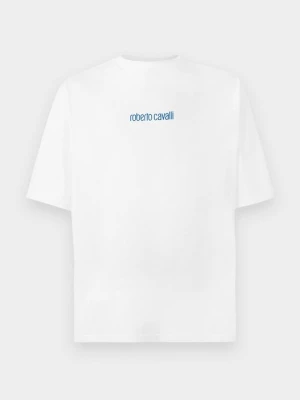 T-shirt z nadrukiem Roberto Cavalli biały
