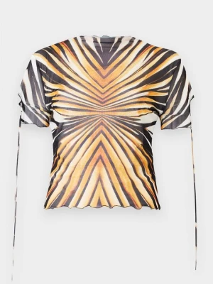 T-shirt z nadrukiem Roberto Cavalli brązowy
