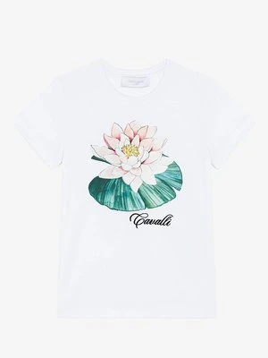 T-shirt z nadrukiem Roberto Cavalli biały