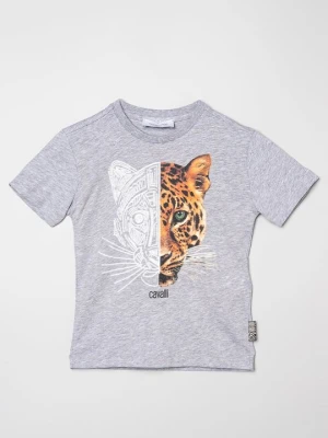 T-shirt z nadrukiem Roberto Cavalli szary