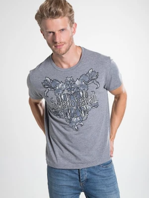 T-shirt z nadrukiem Roberto Cavalli szary