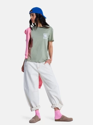 T-shirt z nadrukiem Roxy khaki