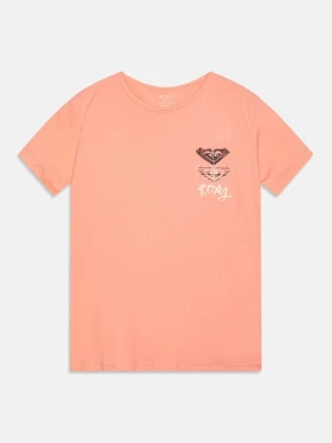 T-shirt z nadrukiem Roxy morelowy