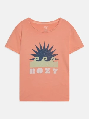 T-shirt z nadrukiem Roxy morelowy