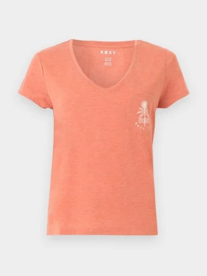 T-shirt z nadrukiem Roxy morelowy