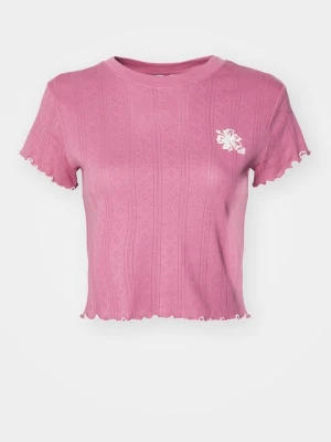 T-shirt z nadrukiem Roxy różowy