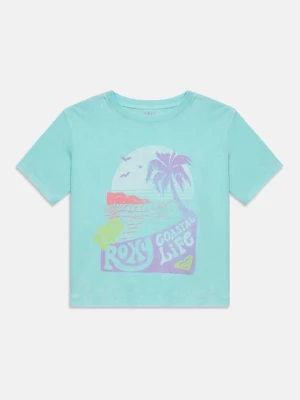 T-shirt z nadrukiem Roxy turkusowy