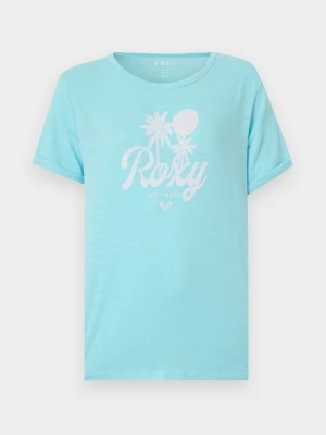 T-shirt z nadrukiem Roxy turkusowy