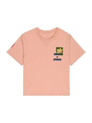 T-shirt z nadrukiem RVCA różowy melanż