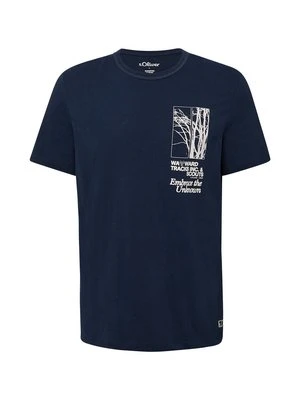 T-shirt z nadrukiem s.Oliver granatowy