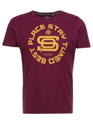 T-shirt z nadrukiem s.Oliver jagodowy