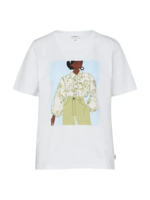 T-shirt z nadrukiem s.Oliver mleczny