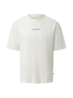 T-shirt z nadrukiem s.Oliver mleczny