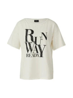 T-shirt z nadrukiem s.Oliver mleczny