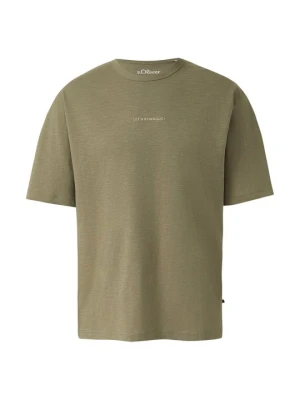 T-shirt z nadrukiem s.Oliver oliwkowy