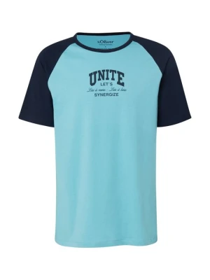 T-shirt z nadrukiem s.Oliver turkusowy