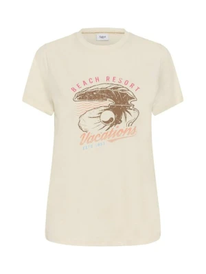 T-shirt z nadrukiem Saint Tropez piaskowy