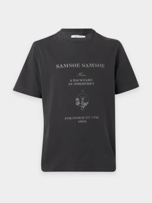 T-shirt z nadrukiem Samsøe Samsøe czarny