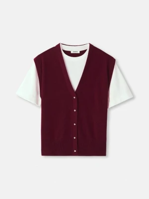 T-shirt z nadrukiem Sandro bordowy