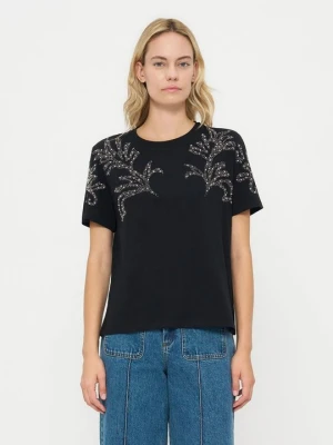T-shirt z nadrukiem Sandro czarny