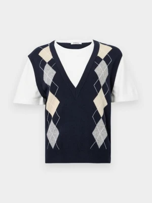 T-shirt z nadrukiem Sandro granatowy