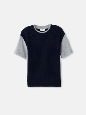 T-shirt z nadrukiem Sandro niebieski
