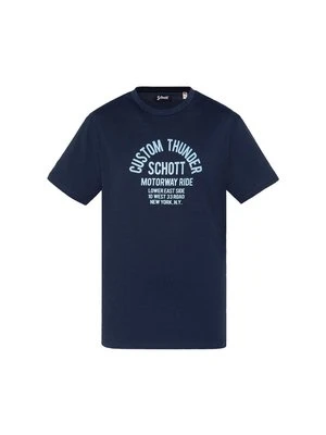 T-shirt z nadrukiem Schott granatowy