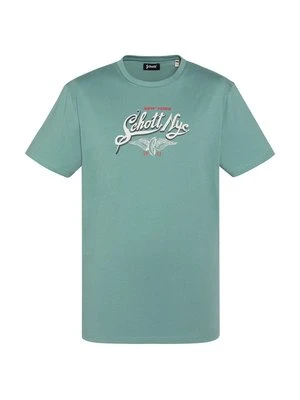 T-shirt z nadrukiem Schott jasnozielony