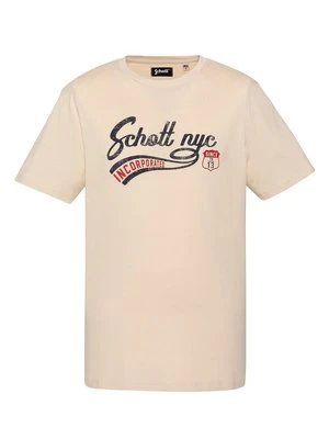 T-shirt z nadrukiem Schott beżowy