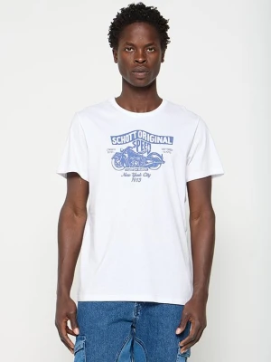 T-shirt z nadrukiem Schott biały