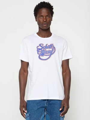 T-shirt z nadrukiem Schott biały
