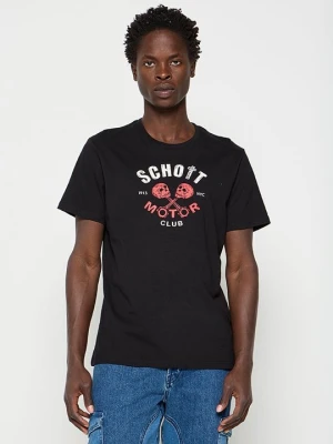 T-shirt z nadrukiem Schott czarny