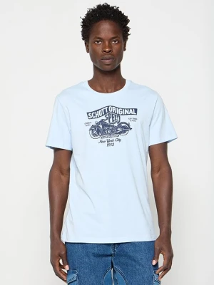 T-shirt z nadrukiem Schott jasnoniebieski