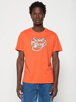 T-shirt z nadrukiem Schott pomarańczowy